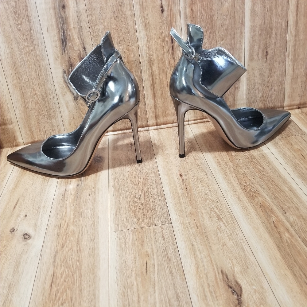 GIANVITO ROSSI Silver leather Ankle Heels - Picture 1 of 8